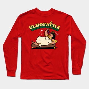 Funny Chubby Cleopatra Egyptian Queen Eating Funny Meme Long Sleeve T-Shirt